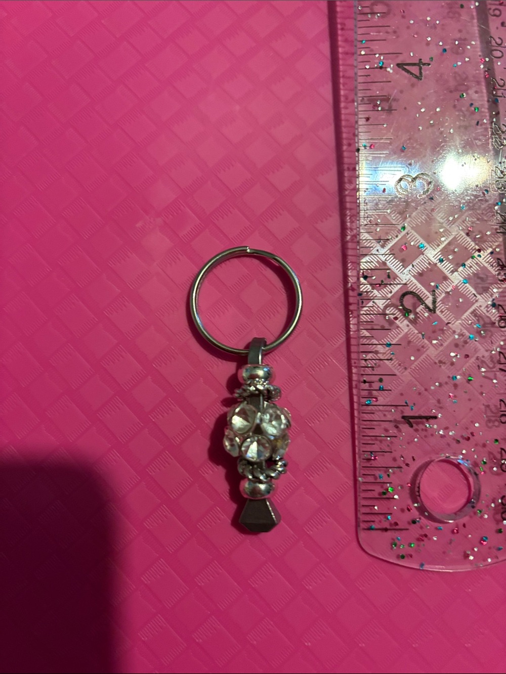 Silver Crystal Bead Keyring - Pandora like Accent